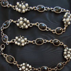 46" Black and Pearls Chain Belt